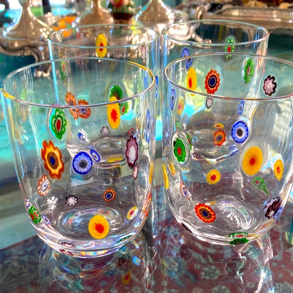 Other - 🎊💕🎈3 x HP HOME. Set of 4 Murano millefiori glasses🎉🍾🏆